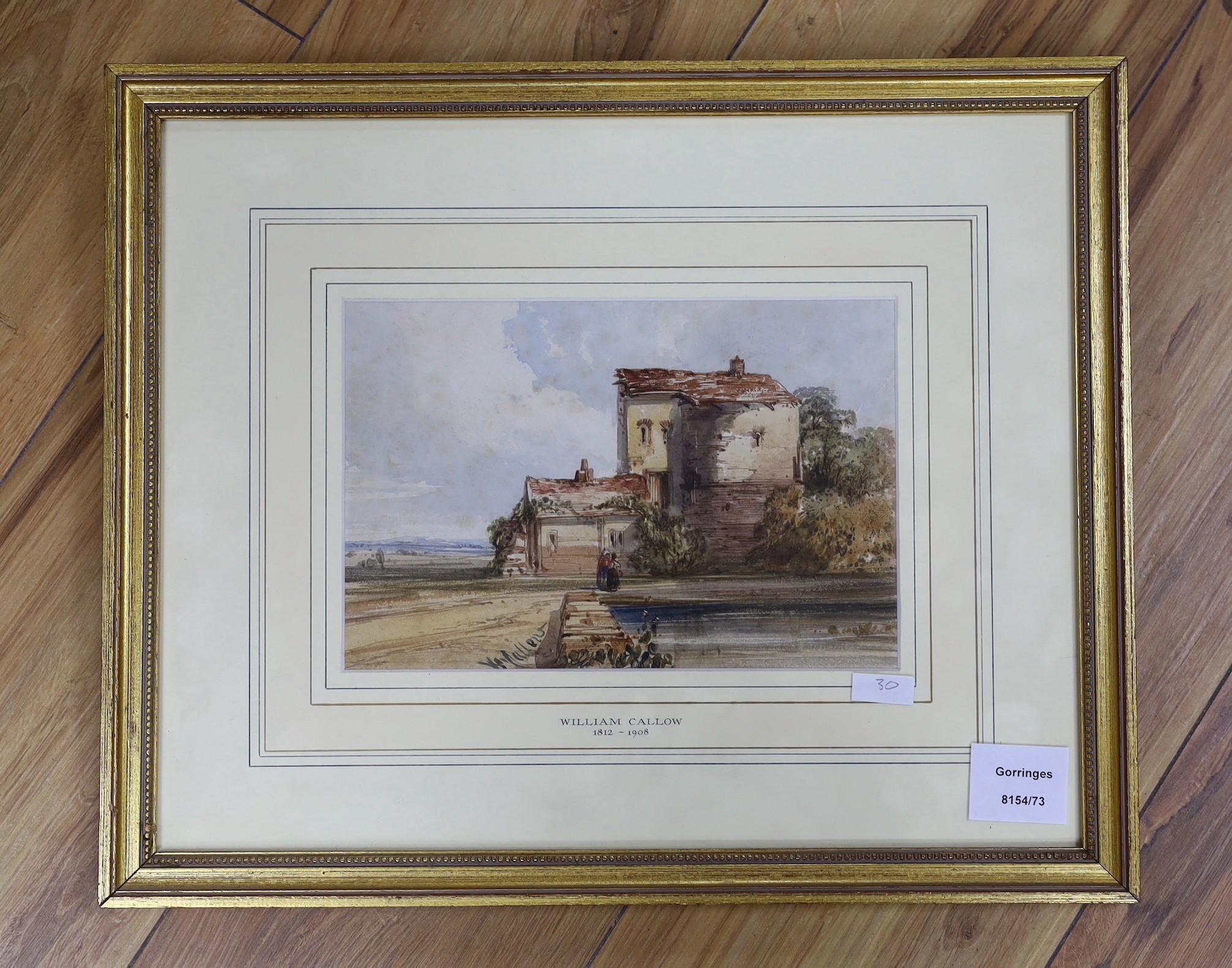 William Callow (1812–1908), watercolour, Rural view depicting figures and farmhouse, Southern France, signed, 15 x 23cm